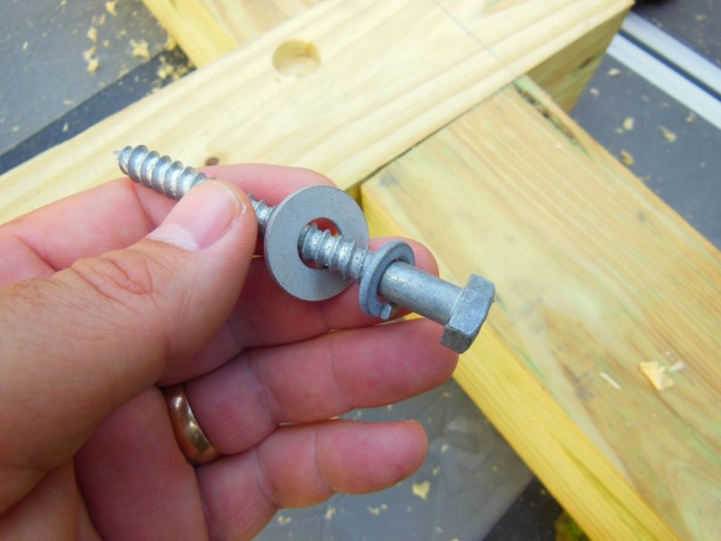Galvanized hardware.