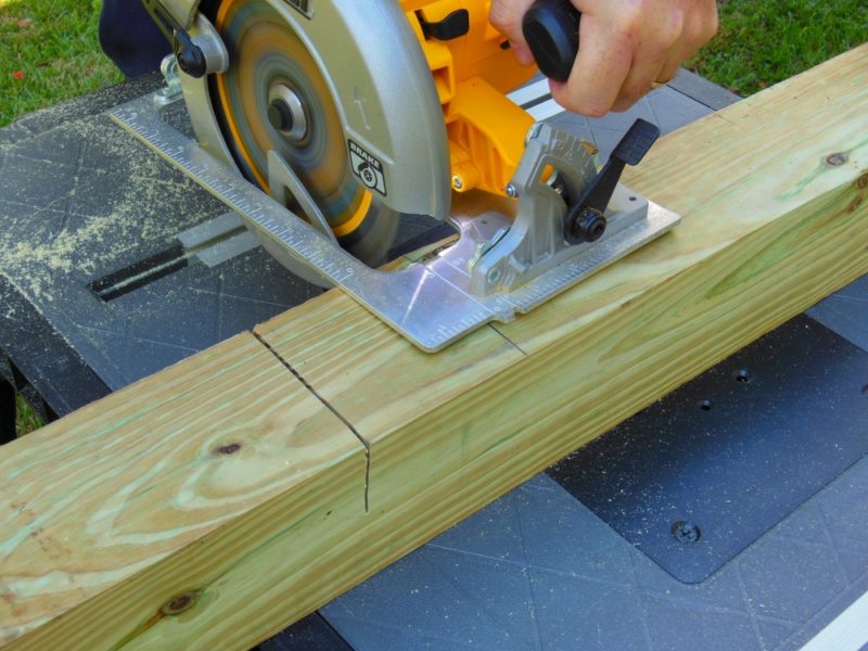 Cutting a dado with a circular saw.