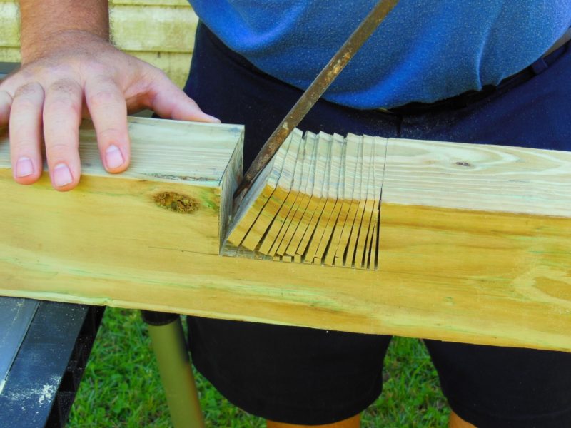Break away the waste wood.