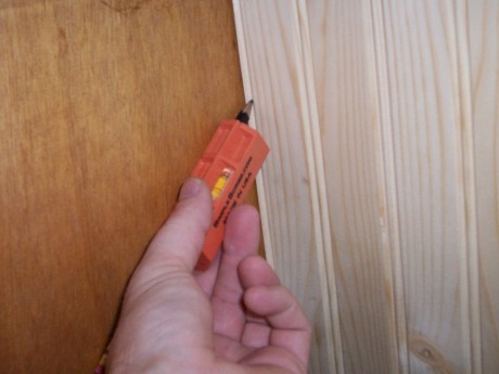 Tracing against the old skin to make the beadboard nice and tight