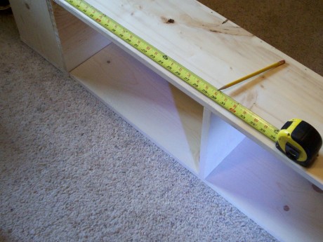 I'm attaching four 15-inch doors in the future across the end cubby end. otherwise, just 45 each end for a neater look
