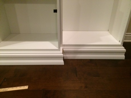 A close up view of the baseboards. Not pictured: some of the horrific gaps that my beautiful wife will be covering up with some serious caulking work.