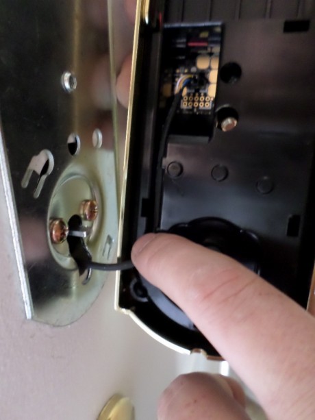 Interior lock is wired and secured from the inside